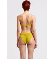 Kadın Bralette Kaplı Bikini Takımı Normal Bel Kolsuz Aksesuarlı Dokulu Örme Kumaş Regular Kalıp