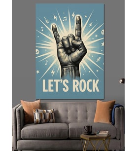 Let'S Rock El Hareketi Dekoratif Kanvas - Mdf Ahşap Tablo