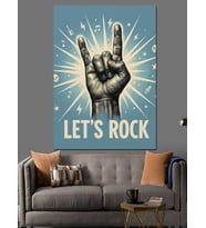 Let'S Rock El Hareketi Dekoratif Kanvas - Mdf Ahşap Tablo