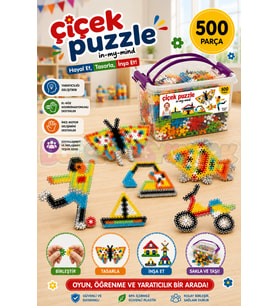 Çiçek Puzzle Lego (500 Parça) - Yıldız Puzzle - Çiçek Bloklar - Çiçek Legolar Oyuncak