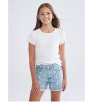 LCW Kids İndigo Çiçekli Kız Çocuk Jean Şort