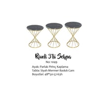 Brc Zigon 17515 RİVOLİ Siyah mermer Kırılmaz cam Metal Gold renk kaplam El Yapım