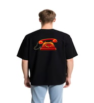 TELEFON OVERSİZE UNİSEX T-SHİRT (Siyah)