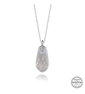 Swarovski Crystal Taşlı Drop Kesim Gümüş Kadın Kolye