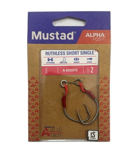 Mustad Alpha Point Ruthless Short Single A-ASSIST5 Asist Olta İğnesi 1/0 No / 2 Adet