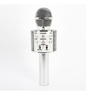 Winex Bluetooth Karaoke Mikrofonu UsbA+TF Sd Kart+3.5mm Aux Girişli Gümüş