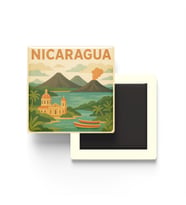 Nikaragua - Nicaragua - Paper Cut Art - Baskılı Buzdolap Magneti Kare - 9x9 cm