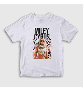 Presmono Unisex Çocuk Beyaz Flowers Miley Cyrus T-Shirt 400612tt