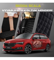 Skoda Scala Siyah Renk Tay Tüyü Cepli & Terletmez Sırtlı Oto Koltuk Minder Seti - Koltuk Koruma Kılıfı (ÖN & ARKA TAM SET)
