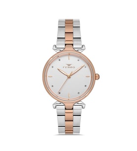 Ferro Quartz Çelik Rose/Gri 32 mm Kadın Kol Saati