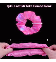 Pembe Renk Led Işıklı Lastikli Saç Tokası - 3 Modlu Festival Parti Saç Tokası