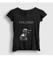Presmono Kadın Siyah Focused Nate Diaz Mma Ufc T-Shirt 427448tt
