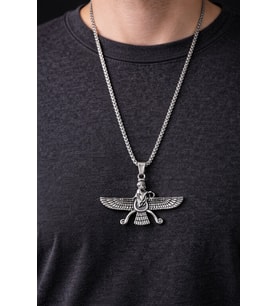 Antik Pers Sembolü Ahura Mazda Faravahar Erkek Çelik Kolye