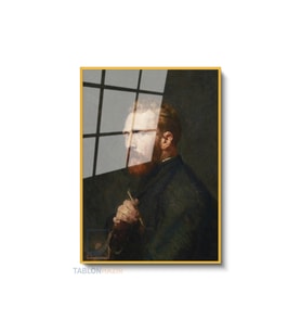 Dikey Çerçeveli Cam Vangogh 139 Modern Ev Dekoru Duvar Sanatı Ev Ofis Tablosu (Altın)