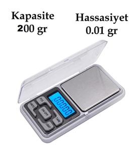 Dijital Hassas Elektronik Kuyumcu Cep Terazisi Tartı 200 gr /  0.01 gr (4767)
