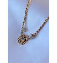 316L Çelik Gold Renk Lotus Model Zirkon Taşlı Burgu Zincir Kadın Kolye