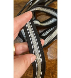 EN 2 CM LASTİKLİ GÜMÜŞ ÇİZGİLİ ŞERİT DİKİŞ AKSESUARI (1 METRE)