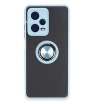 Durukar® Redmi Note 12 5G Kılıf Montreal Yüzüklü Silikon Kapak - Buz Mavi
