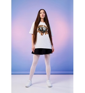 Unisex Doberman Night Pack Grafik Baskılı Oversize Beyaz Tişört