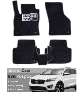 KİA SORENTO 5 KİŞİLİK (2015-2021) Uyumlu EVA Paspas Tam Set–Araca Özel,Kolay Montaj,Su Geçirmez