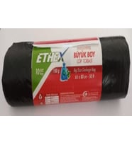 Ethex Büyük Boy Siyah Renk Çöp Torbası 65 x 80 Cm (50 Lt) 10'lu Rulo