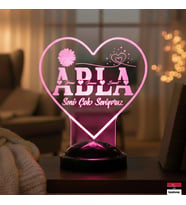 Abla Yazılı Kişiye Özel 3D LED Lamba  Romantik ve Dekoratif Hediye - LoveLamp