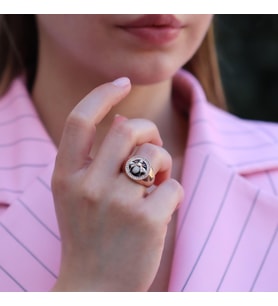 Zirkon Taşlı Arı Figürlü Rose Gold Kaplama Gümüş Yüzük