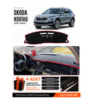 SKODA KODIAQ (2017-2023) Uyumlu Torpido Örtüsü Torpido Kılıfı - Siyah Kırmızı