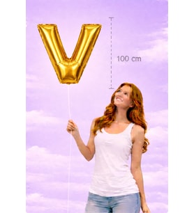 100 cm Gümüş V Harfi Helyumlu Balon
