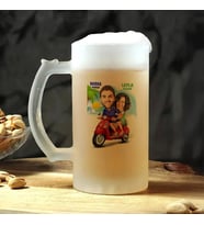 Kişiye Özel Scooter ile Gezinti Karikatürlü Bira Bardağı