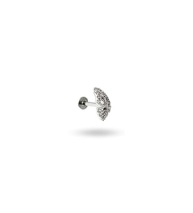 Cerrahi Çelik Taşlı Kelebek Piercing (Gümüş)