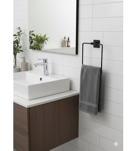 Yapışkanlı Siyah Kare Havluluk Banyo Mutfak Havlu Askılık