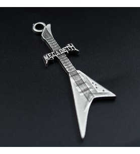 Megadeth Elektro Gitar Kolye Ucu - Antik Gümüş Kaplama - Kod:316