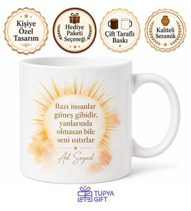Gülümseten İnsan Yazılı Baskılı Kupa Bardak Hediye Porselen Mug