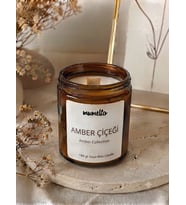Mumelia Amber Kavanoz - Doğal Soya Cam Bardak Mum - Amber Çiçeği Kokulu