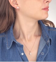 925 Ayar Gümüş Pırlanta Modeli Yonca Kolye Küpe Set