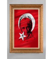 Altın Varaklı Çerçeveli Paspartulu Atatürk Tablo a458 (Gold)