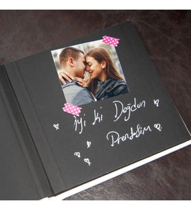 Polabook Beyaz Mini Anı Defteri + Kalem + Sticker ve 20 adet  Resim Hediyeli Sevgiliye Hediye Arkadaşa Hediye Aileye Hediye