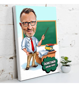Karizmatik Hocam Karikatürlü Kanvas Tablo