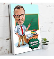 Karizmatik Hocam Karikatürlü Kanvas Tablo