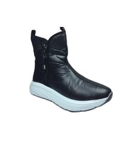 Womenly Style 2002 Kadın Siyah Kar Botu Paraşüt Kumaş Fermuarlı Su Geçirmez