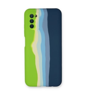Samsung Galaxy A03s Kılıf Ebruli Lansman Silikon - Yeşil-koyu Yeşil