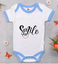 BK Kids Smile Tasarımlı Mavi Bebek Body Zıbın-1