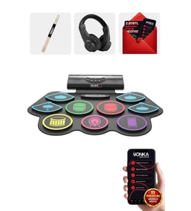 Midex DDX-75 Şarjlı Dijital Davul 9 Ped 2 Ayak Pedalı Bluetooth (Kulaklık Çubuklar Adaptör Full Set)