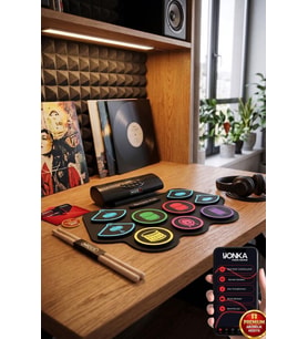 Midex DDX-75 Şarjlı Dijital Davul 9 Ped 2 Ayak Pedalı Bluetooth (Kulaklık Çubuklar Adaptör Full Set)