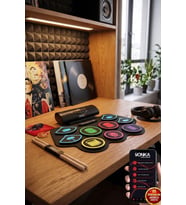 Midex DDX-75 Şarjlı Dijital Davul 9 Ped 2 Ayak Pedalı Bluetooth (Kulaklık Çubuklar Adaptör Full Set)