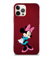 Apple iPhone 12 Pro Soft Premier Kapak Minnie Mouse-F Tasarımlı Silikon Kılıf - Mürdüm (Şeffaf)