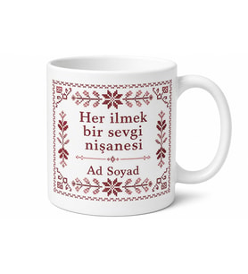 Kanaviçe Çarpı İşareti Desenli Nostaljik El İşi Kupası Hediye Kupa Bardak