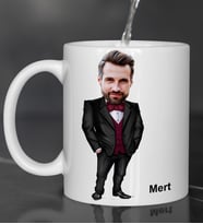 Kişiye Özel Fotoğraflı Erkek Karikatür Tasarımlı Kupa Bardak