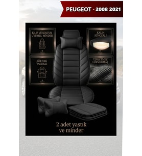 peugeot 2008 2021 Koltuk ve Kılıf uyumlu Lüks Yastık Siyah Minder 2 Minder 2 Yastık